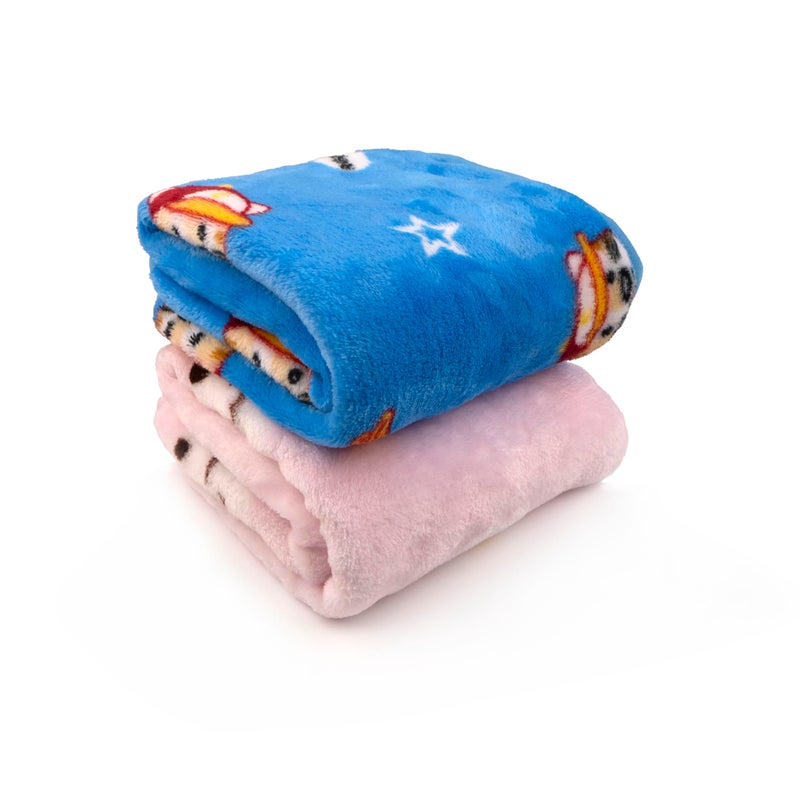 Uber World Newborn Baby Blanket Combo withhood/Infant AC Blanket/Baby Wrapper/Flannel Baby Blanket for 0-9 Months (70x70cm) Pack of 2 - Image 1
