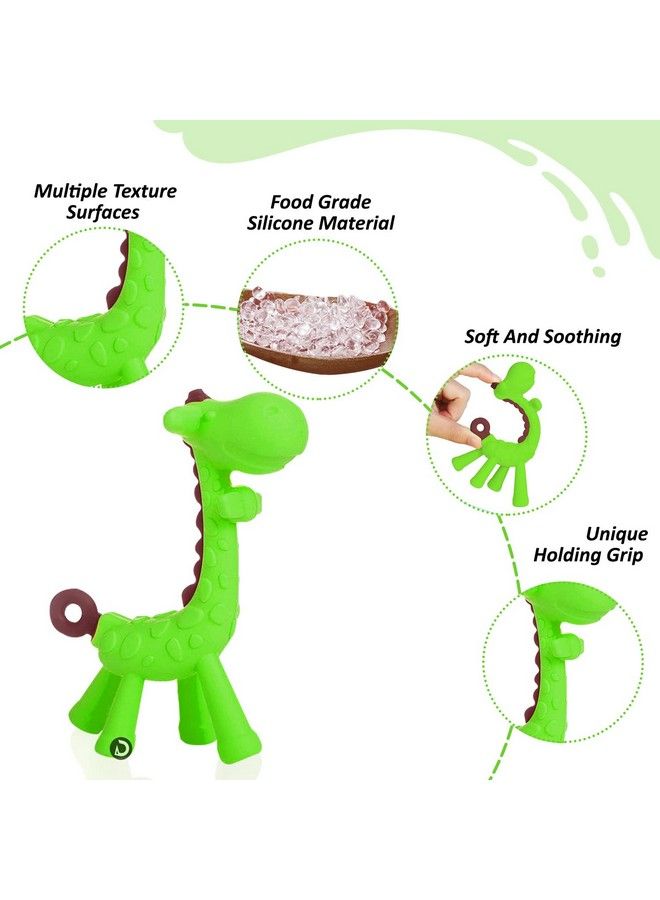 DaKos Teether Soother For New Born Teether And Soother For Baby Baby Mitten Teether Baby Chew Toys For Sucking Needs Sensory Teether Toy (Animal Shaped Giraffe Green) - Image 4