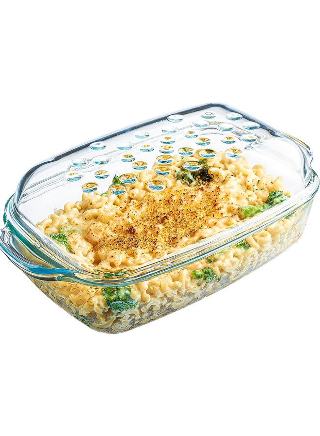 Simax Clear Glass Rectangle Roaster Pan With Lid, Raised Ridges for Fat Free Cooking, Durable Borosilicate Glass, Microwave and Dishwasher Safe, Made in Europe, 3 Qt Oblong Baking Dish - Image 1