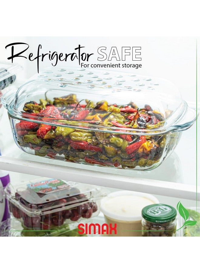 Simax Clear Glass Rectangle Roaster Pan With Lid, Raised Ridges for Fat Free Cooking, Durable Borosilicate Glass, Microwave and Dishwasher Safe, Made in Europe, 3 Qt Oblong Baking Dish - Image 5