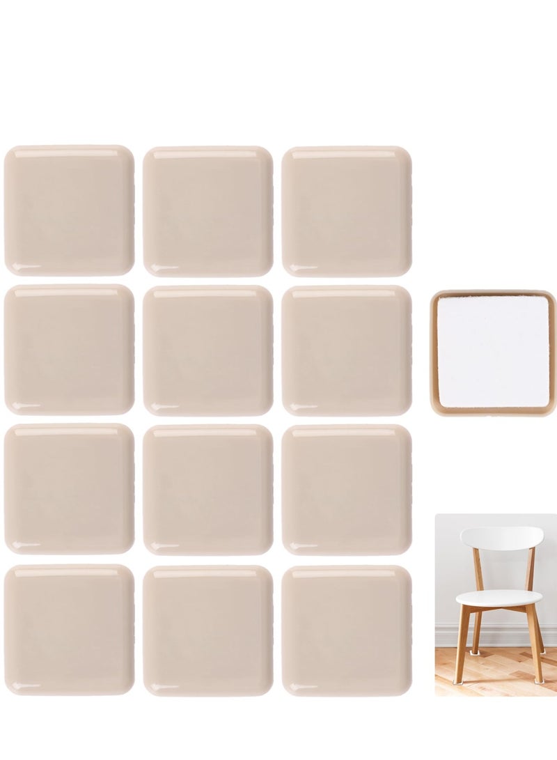 SYOSI Furniture Sliders Sliding Pads Self Adhesive Gliders 90mm for Heavy Duty Furniture Movers to Protect Carpet Rugs Hardwood Floor Surfaces for Table and Chair Legs Square 12pcs  - Image 1