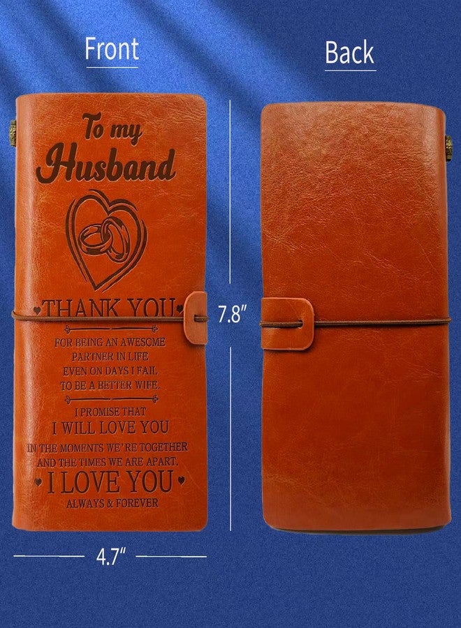 MALLAbyLAMMA Husband Journal from Wife, Husband Wallet Card Engraved, Husband Keychain, To My Husband Leather Journal 140 Pages Writing Notebook, Gift for Husband Birthday Christmas Valentine Anniversary - Image 3