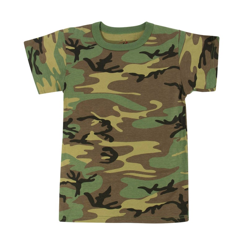 Rothco Kids Camo T-Shirt â€“ Comfortable Outdoor Camouflage Short Sleeve Crew Neck Tee Shirt, Woodland Camo, M - Image 1