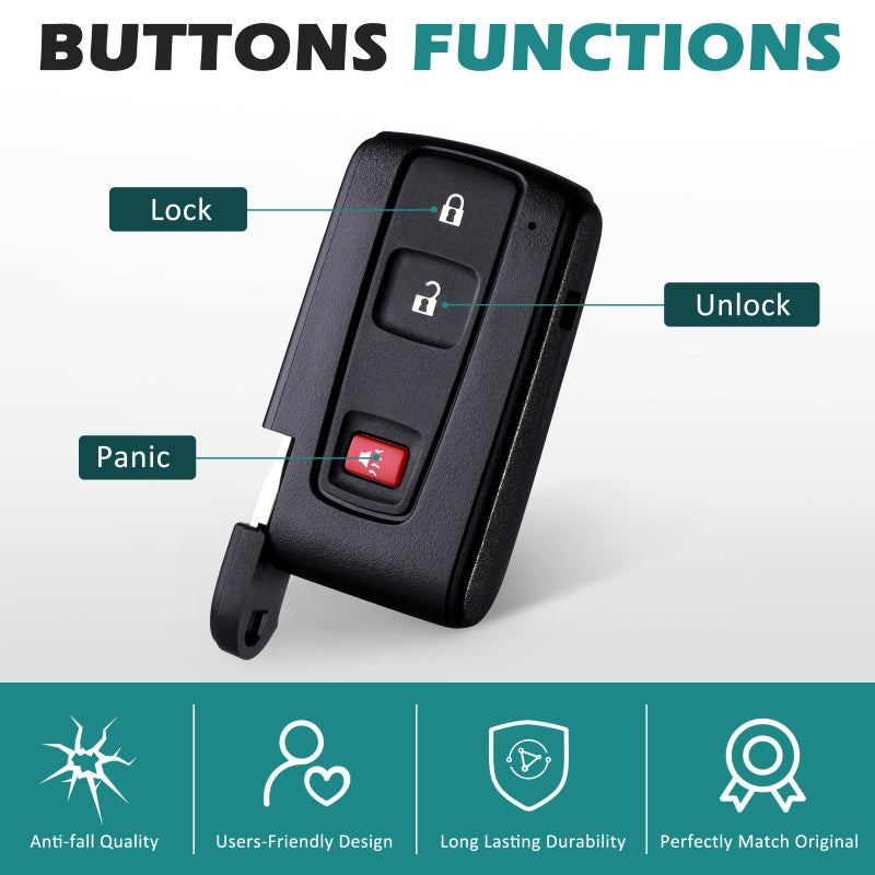 HelloAuto Key Fob for Toyota Prius 2004 2005 2006 2007 2008 2009 Replacement Keyless Entry Remote Smart Key Fob for Silver Logo, P/N: 2584A-B31EG, 89994-47061 (FCC ID: MOZB31EG) - Image 4