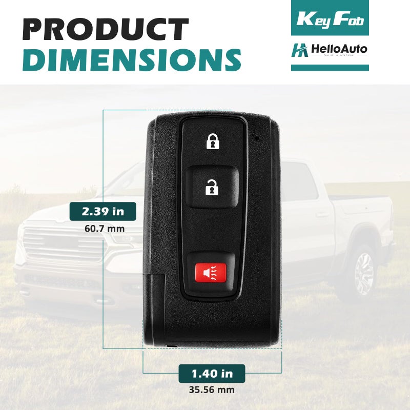 HelloAuto Key Fob for Toyota Prius 2004 2005 2006 2007 2008 2009 Replacement Keyless Entry Remote Smart Key Fob for Silver Logo, P/N: 2584A-B31EG, 89994-47061 (FCC ID: MOZB31EG) - Image 5