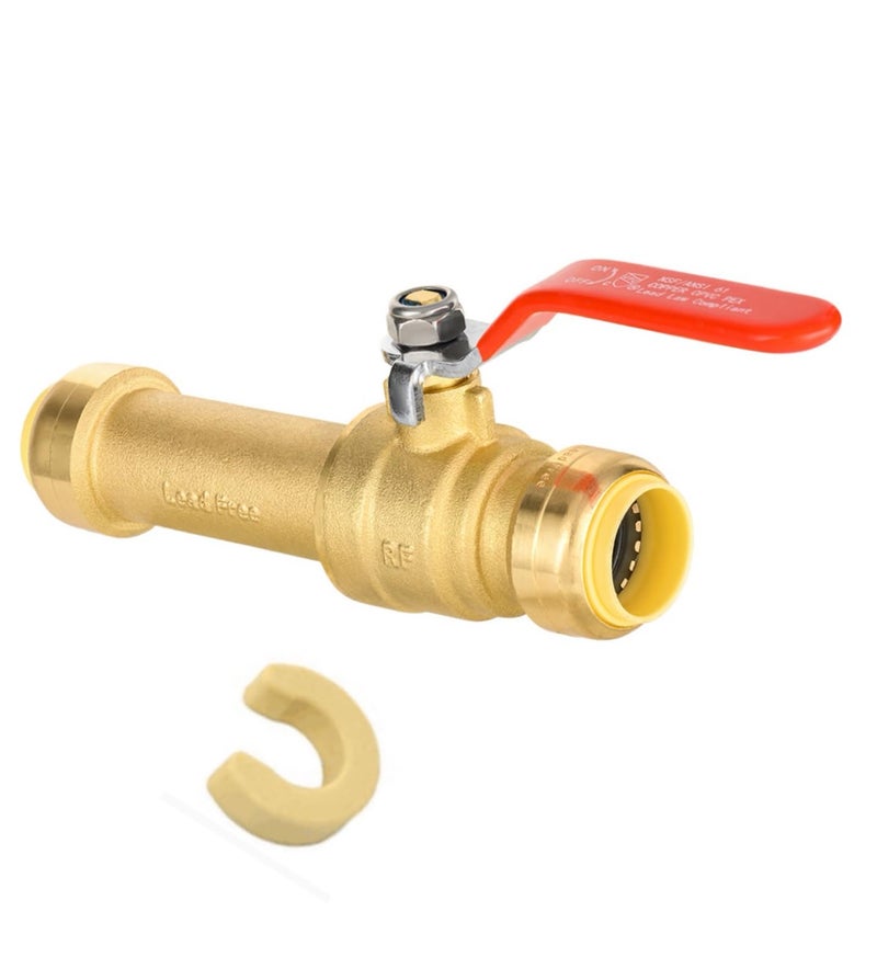 EFIELD 34 Inch Slip Brass Ball Valve PushtoConnect Plumbing Fittings to Connect PEX Copper CPVC PERT With A Disconnect ClipPFVALVE077 - Image 2