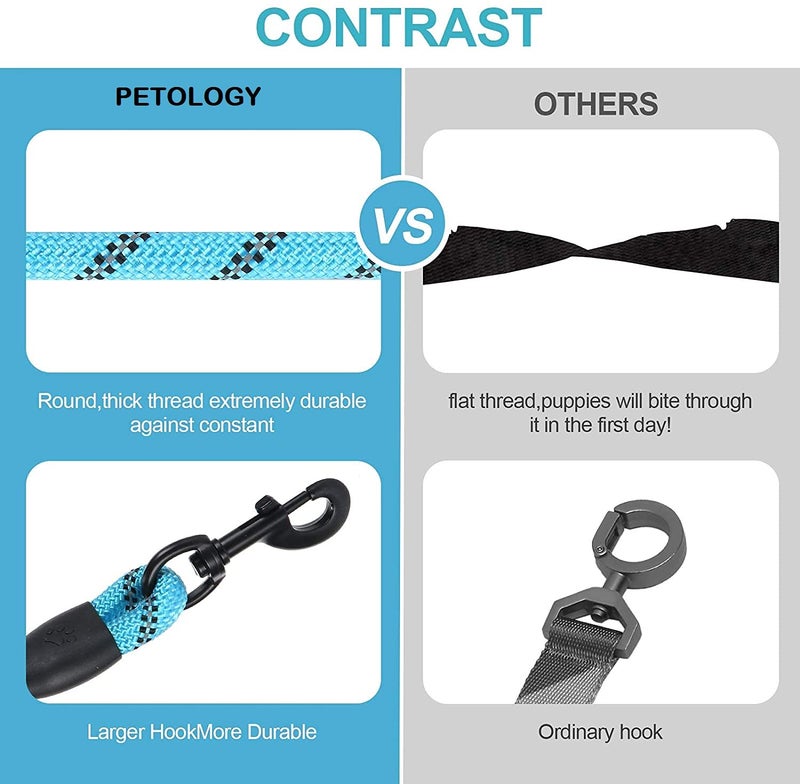 Petology Dog Leash 6FT Long, 1 Inch Thick Reflective Heavy Duty Rope with Anti-Slip Padded Handle for Medium & Large Dogs Blue - Image 5