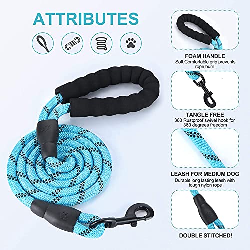 Petology Dog Leash 6FT Long, 1 Inch Thick Reflective Heavy Duty Rope with Anti-Slip Padded Handle for Medium & Large Dogs Blue - Image 2