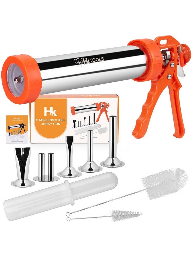 HK HK Jerky Gun Kits, Jerky Maker Gun, Beef Jerky Gun, 2.5 Pound Stainless Steel Sausage Stuffer Jerky Making Gun with 5 Stainless Nozzles, 2 Cleaning Brushes, 1 Stomper  - Image 1