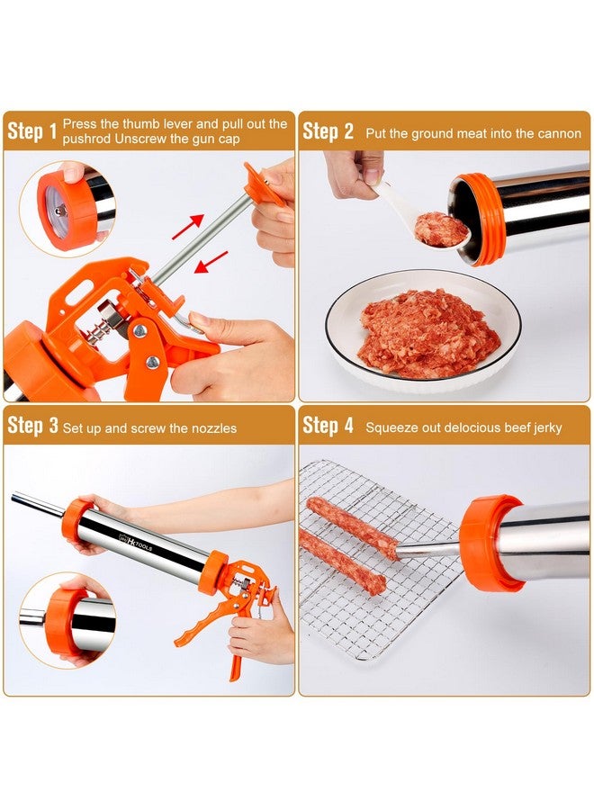 HK HK Jerky Gun Kits, Jerky Maker Gun, Beef Jerky Gun, 2.5 Pound Stainless Steel Sausage Stuffer Jerky Making Gun with 5 Stainless Nozzles, 2 Cleaning Brushes, 1 Stomper  - Image 4