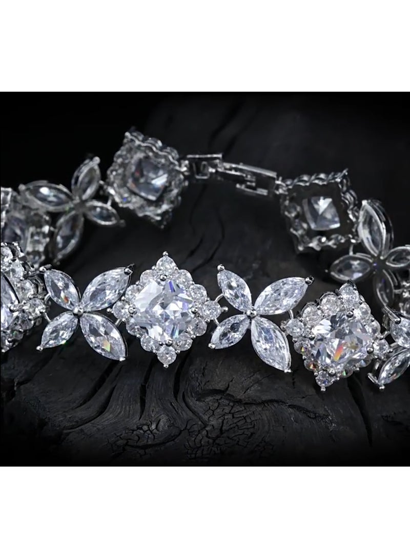Ciara Copper zircon necklace earrings, luxurious sparkling colorful gemstones, bride's wedding dress, party fashion accessories - Image 4