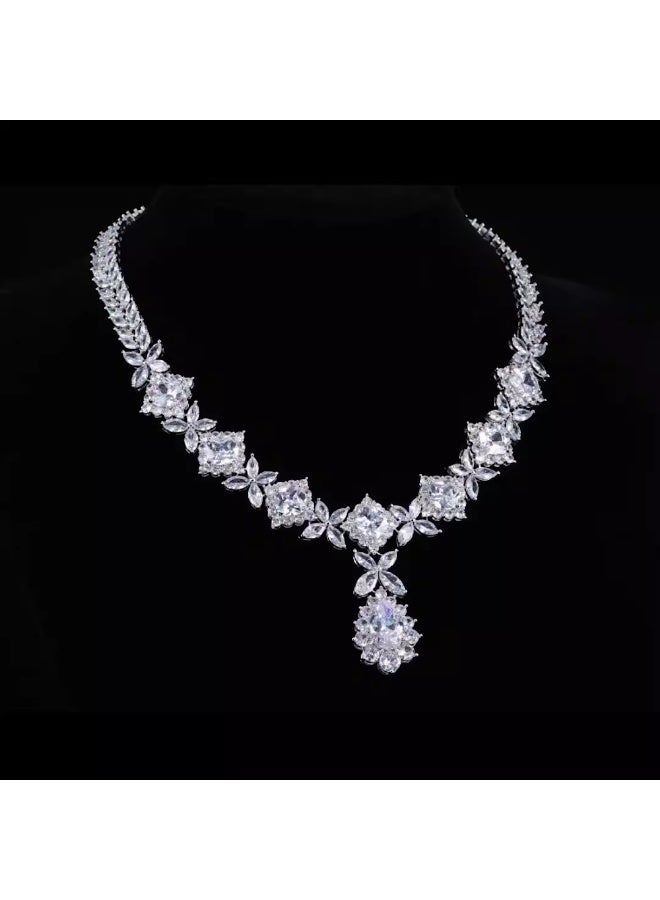 Ciara Copper zircon necklace earrings, luxurious sparkling colorful gemstones, bride's wedding dress, party fashion accessories - Image 2