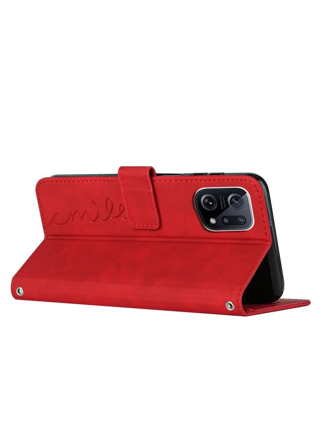 S-TOP Case For OPPO Find X5 Skin Feel Heart Pattern Leather Phone Case - Image 4