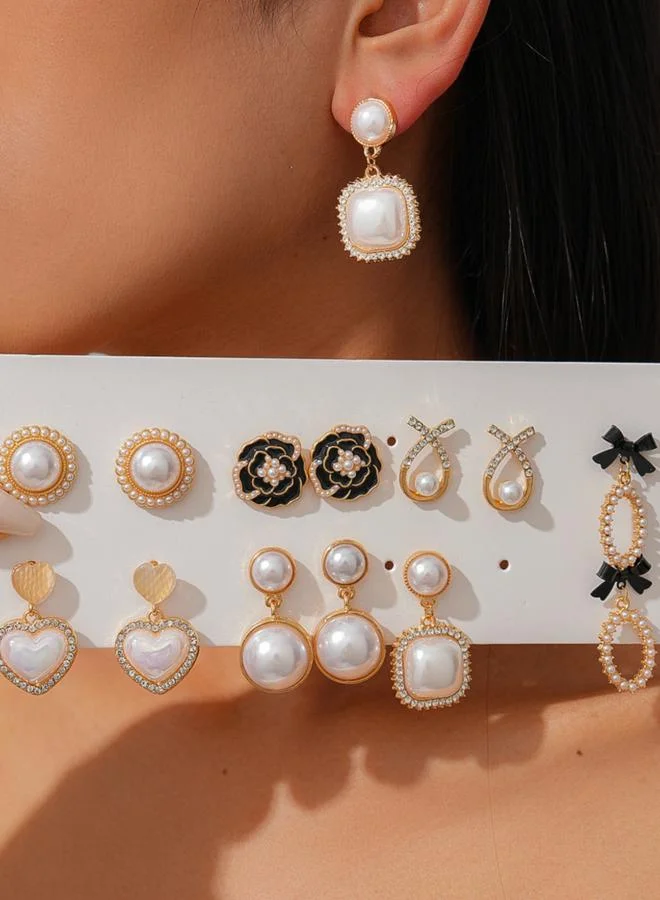 تايك تو Set of 7 - Faux Pearl Embellished Earrings