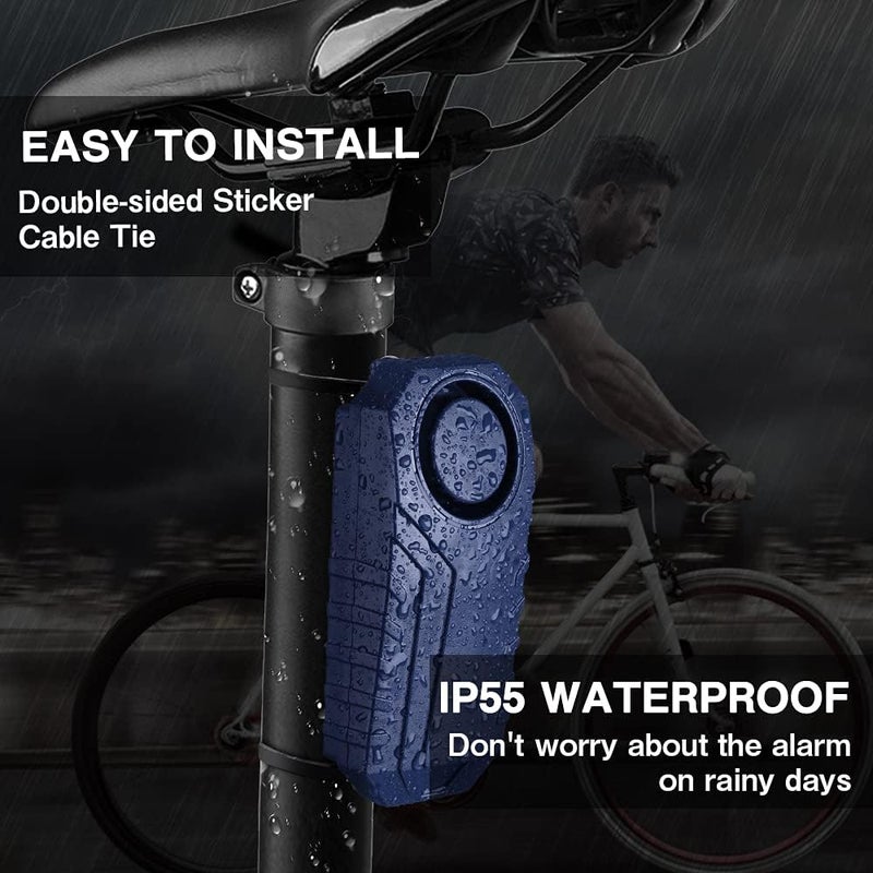 wsdcam 113dB Bike Alarm Wireless Anti Theft Vibration Motion Sensor Vehicle Security Alarm System Waterproof Motorcycle Alarm Bicycle Alarm with Remote - Blue - Image 5