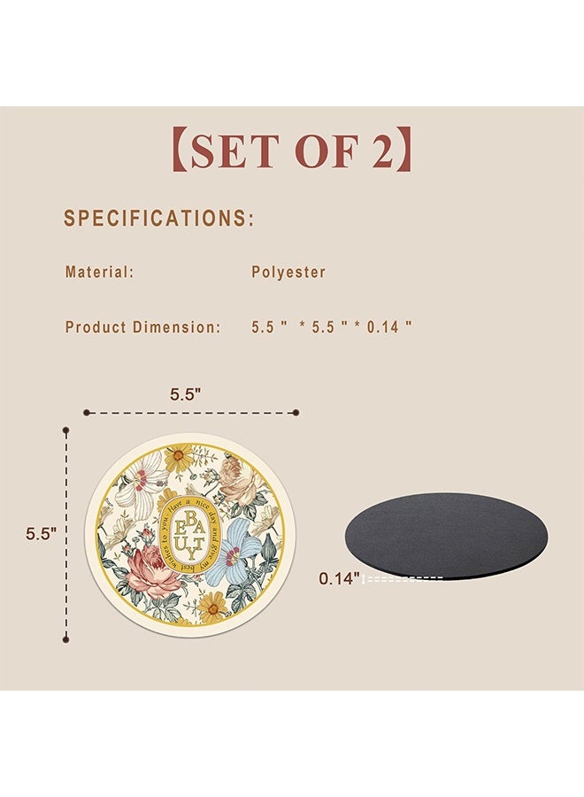 كوانتوم 4 قطع من مفارش الطاولة العتيقة، قواعد أكواب مطاطية ماصة، قواعد أكواب مانعة للانزلاق لحماية الطاولة في المنزل أو البار أو المطبخ - Image 2