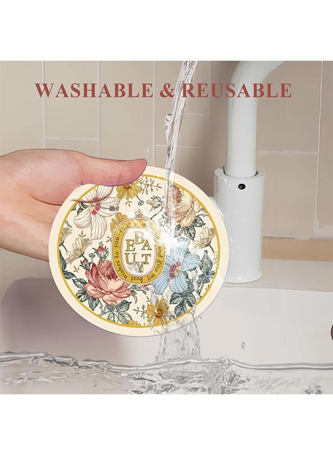 كوانتوم 4 قطع من مفارش الطاولة العتيقة، قواعد أكواب مطاطية ماصة، قواعد أكواب مانعة للانزلاق لحماية الطاولة في المنزل أو البار أو المطبخ - Image 4