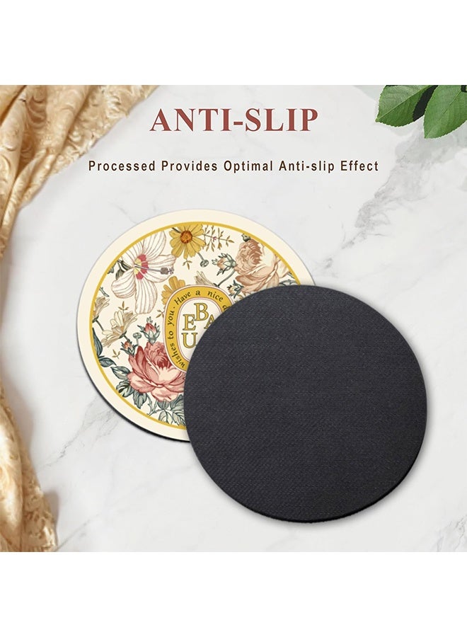 كوانتوم 4 قطع من مفارش الطاولة العتيقة، قواعد أكواب مطاطية ماصة، قواعد أكواب مانعة للانزلاق لحماية الطاولة في المنزل أو البار أو المطبخ - Image 5