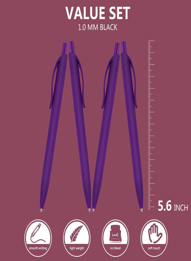 Deegtran 200 Pack No Bleed Purple Barrel Click Pens, Wholesale Retractable Ballpoint Pens, Medium Point, Smooth Ink, 1.0MM Black Ink - Image 2