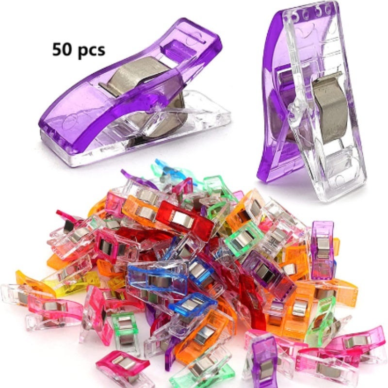 Thread Clips: 100 Pieces 2.7*1*1.4cm ABS Plastic - Durable Lightweight Assorted Vibrant Colors Multipurpose Clips for Sewing Crafting Projects - Image 1