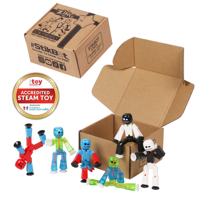 Zing Stikbot Series 4 - Colour 6 Piece Posable Figure Set - For Stop Motion Animation - in Eco Packaging - Image 2