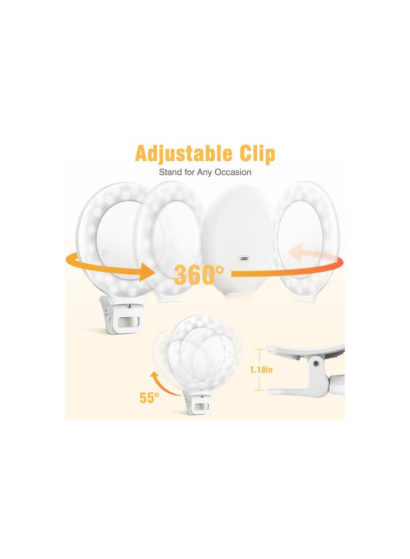 Y&D Ring Light, 3 Light Mode Selfie Rechargeable for Zoom Meetings Large Capacity Battery Portable 60 LED Adjustable Brightness Clip, Phone, iPad, Laptop, Makeup, Photography, Vlog - Image 3