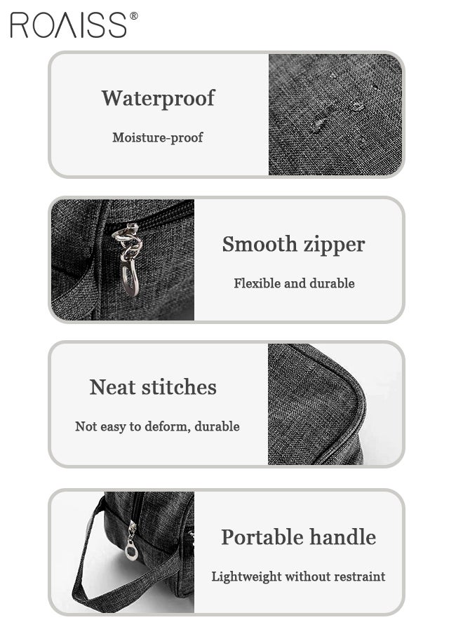 roaiss - Outdoor Wash Bag Portable Storage Bag Waterproof Clutch Bag Large Capacity Makeup Cosmetic Handbag Packing Organizers for Men Women Travel Business Trip Black - Image 1