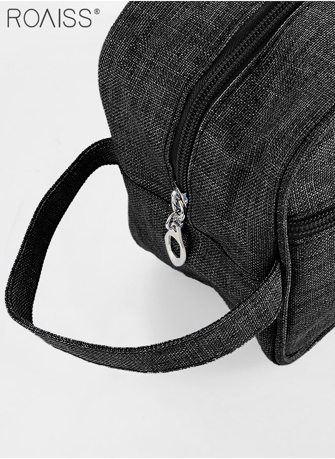 roaiss - Outdoor Wash Bag Portable Storage Bag Waterproof Clutch Bag Large Capacity Makeup Cosmetic Handbag Packing Organizers for Men Women Travel Business Trip Black - Image 1