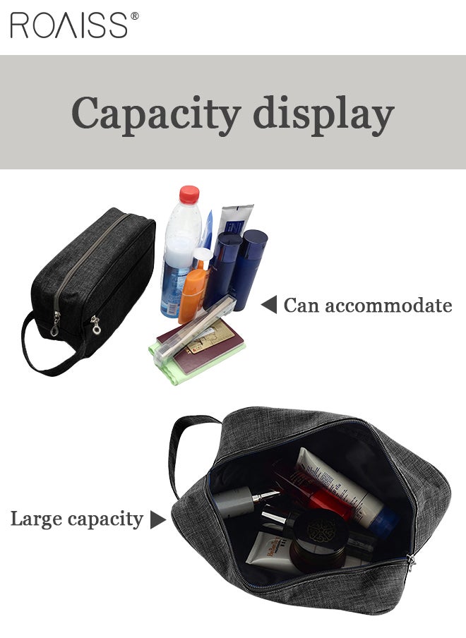 roaiss - Outdoor Wash Bag Portable Storage Bag Waterproof Clutch Bag Large Capacity Makeup Cosmetic Handbag Packing Organizers for Men Women Travel Business Trip Black - Image 1