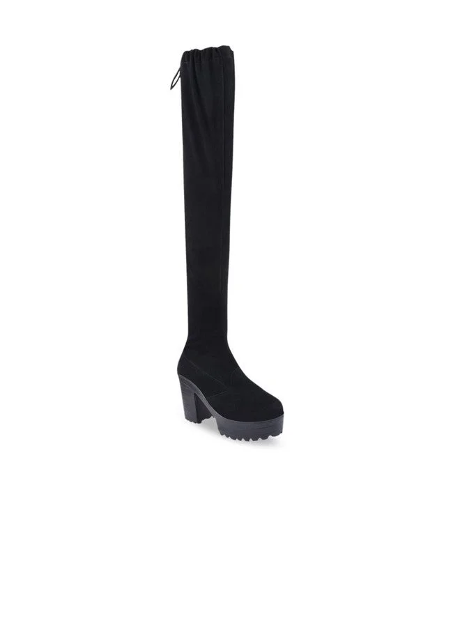 شوتوبيا Shoetopia Girls Black Solid Regular Boots