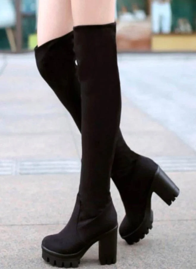 شوتوبيا Shoetopia Girls Black Solid Regular Boots