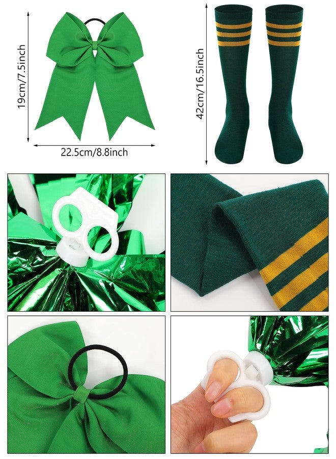 Haysandy Girls Cheerleader Costume Outfit Set Fancy Dress for Halloween Party Birthday(7 to 8 Years Old,Green) - Image 3