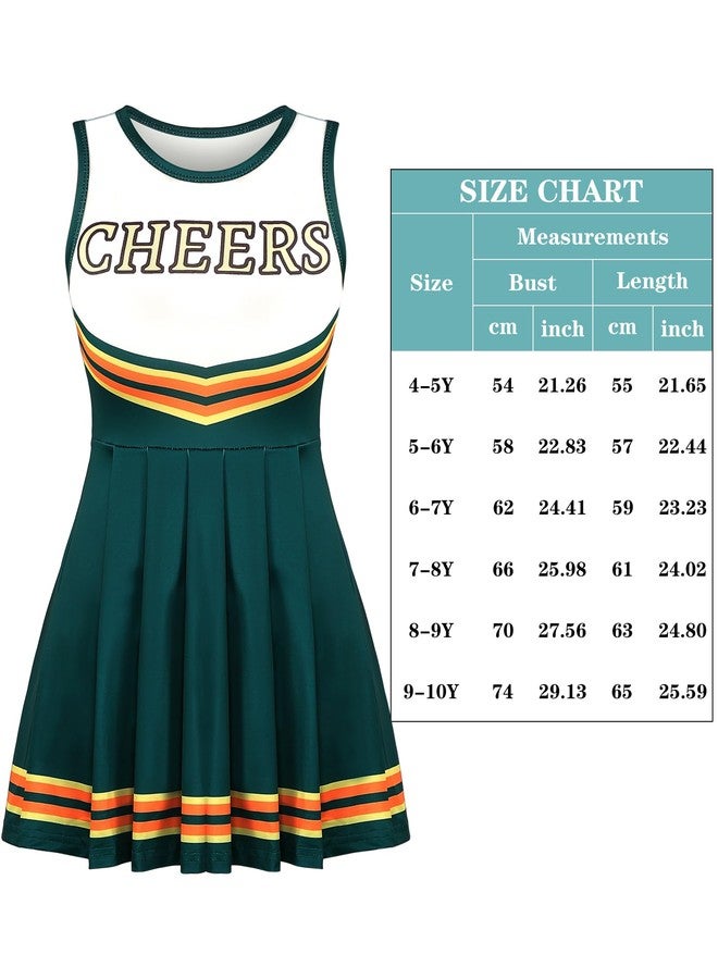 Haysandy Girls Cheerleader Costume Outfit Set Fancy Dress for Halloween Party Birthday(7 to 8 Years Old,Green) - Image 4