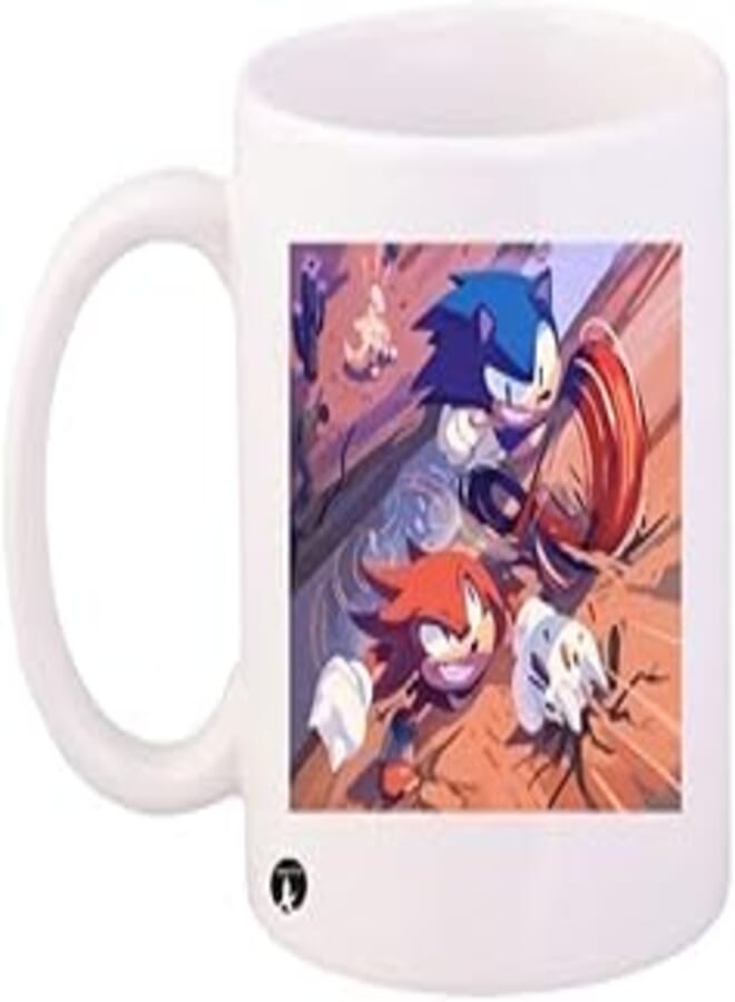 RYN PRINTED Design/Sonic Video Game Mug White Blue Pink Standard Size