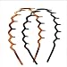 Dwuww 2 Set of Brown and Black Stylish Black And Brown Zig Zag Headbands for Women Men Fashion Headbands Trendy Shark Tooth Hair Comb Headband Hair Accessories - Image 2