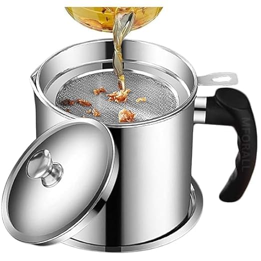 KACHKIT Oil Strainer Pot Grease Can Stainless Steel Cooking Grease ContainerReuse Oil Storage Best Oil Shaver Can Container with Removable Filter - Image 1