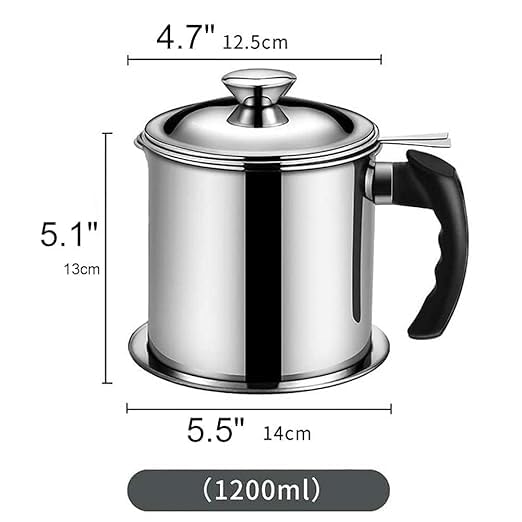 KACHKIT Oil Strainer Pot Grease Can Stainless Steel Cooking Grease ContainerReuse Oil Storage Best Oil Shaver Can Container with Removable Filter - Image 3