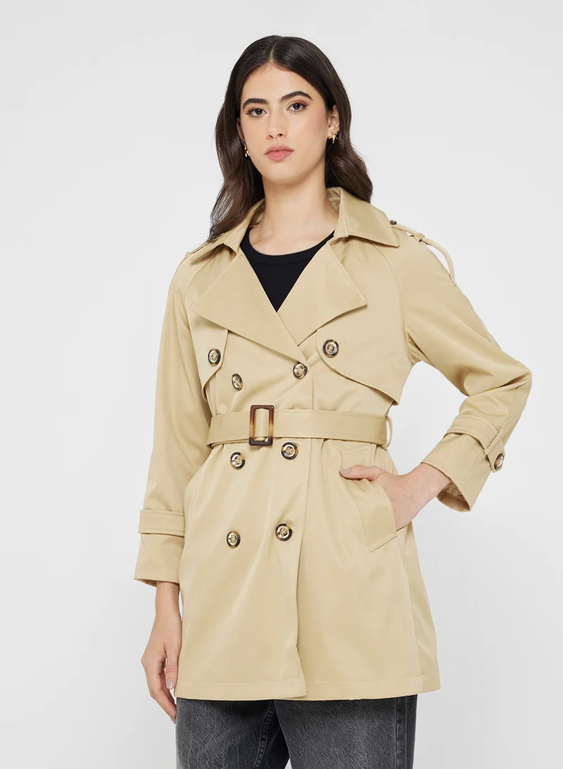 Ginger Structured A Line Belted Trench Coat