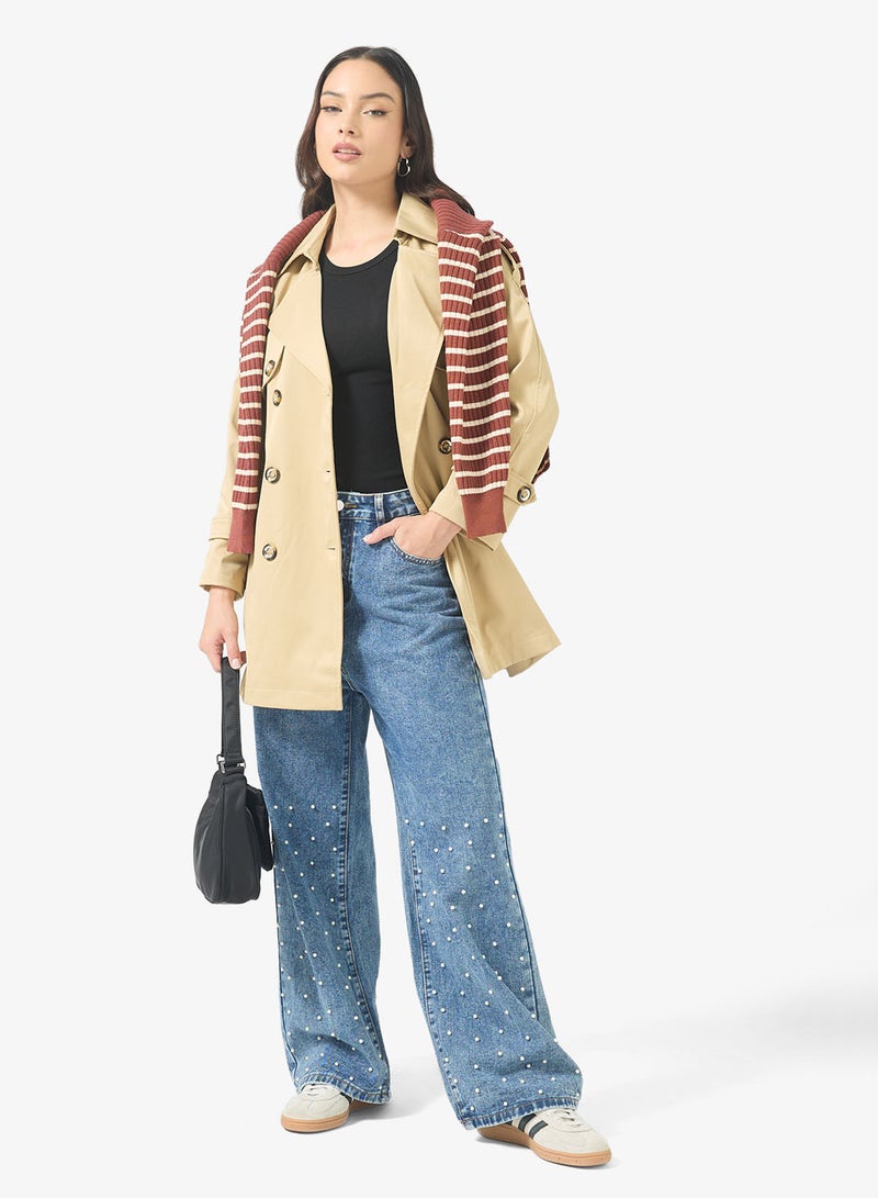 جينجر معطف ترنش بحزام بتصميم - Image 4