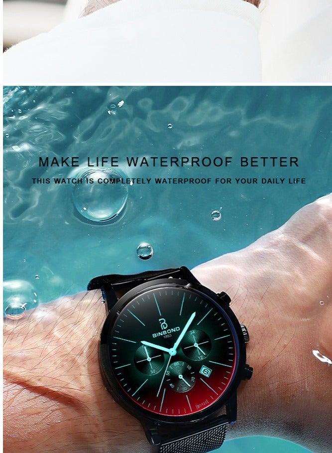 بينبوند ساعات للرجال ووتش الفاخرة الفولاذ المقاوم للصدأ الكوارتز للماء ووتش - Image 3