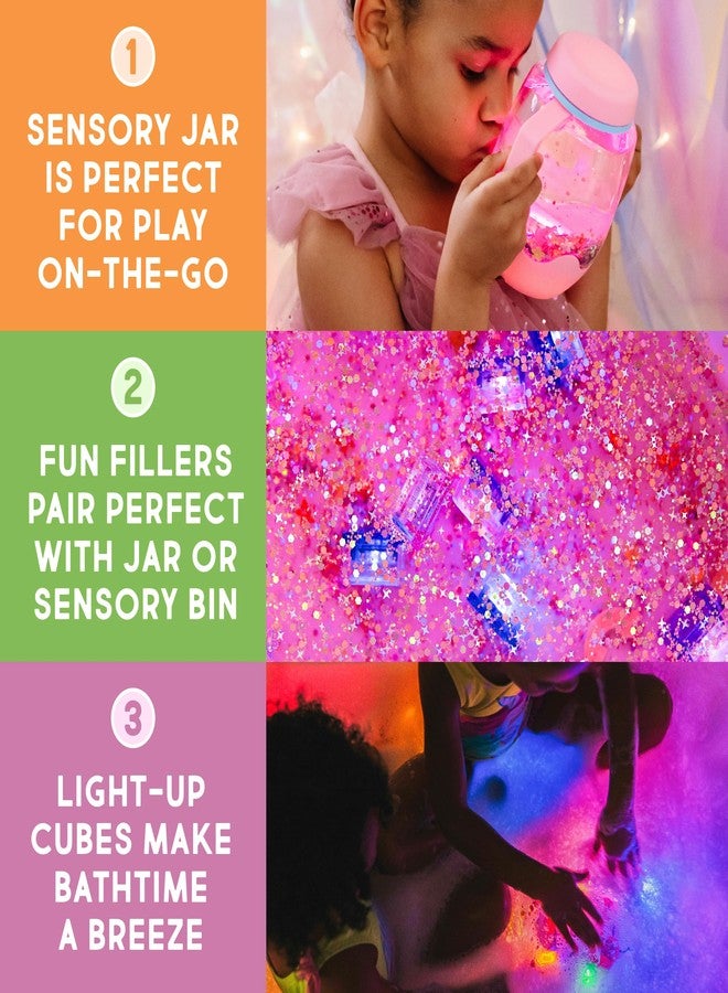 Glo Pals Play Pack Bundle with Sensory Play Jar, Water-Activated Light-Up Cubes, and Fun Fillers - Sensory Toys for Toddlers - Sensory Toy Kit with Light Up Cubes for Bathtub - Abby Cadabby - Image 2