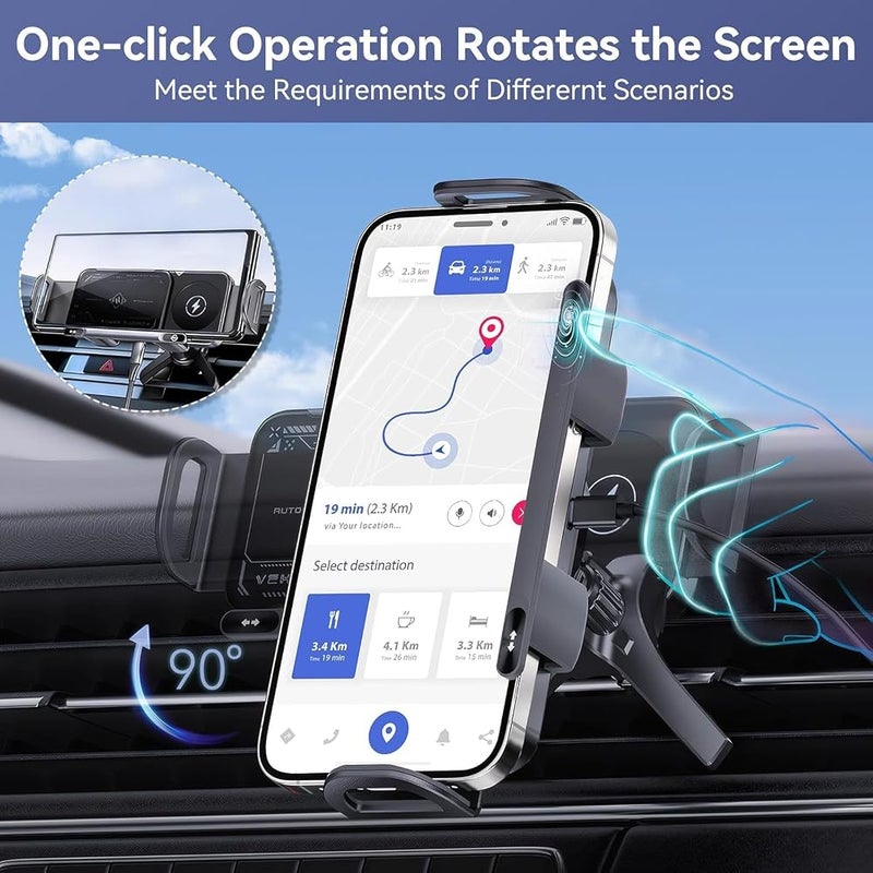 BIGTHREE 15W Wireless Car Charger, Dual Coil Fast Charging Car Mount, Cars Air Outlet Wireless Charger, 360 Degree Rotation, Shockproof, and Anti-slip, Suitable for Most Car Air Outlets. - Image 5