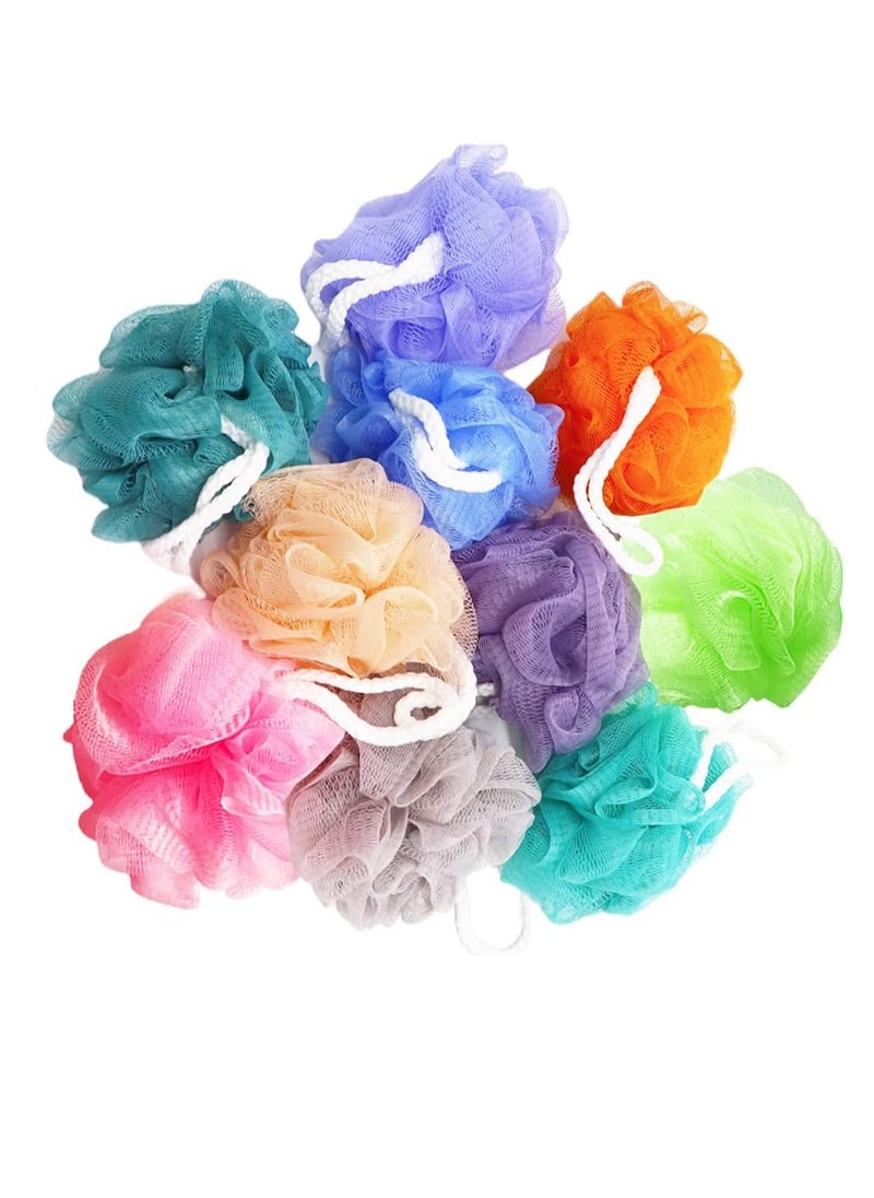 Meirrnyyu 10 Pack of Bath Loofah Shower,Small Size Sponge Pouf Body Scrubber Exfoliator Scrubber Ball,Mesh Bath and Shower Sponge for Kids Women Men Body Wash Bathroom  - Image 1