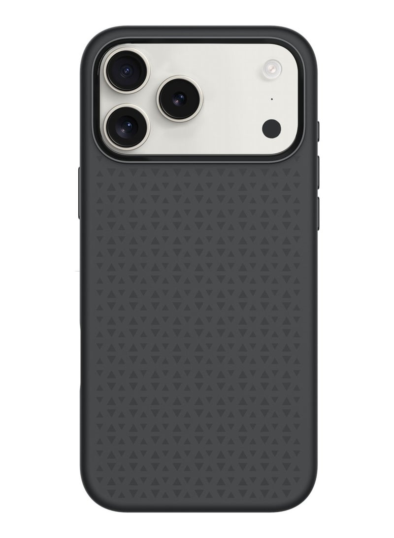 LEVELO Fiora MagSafe Liquid Silicone Case for iPhone 17 Pro with Pattern Design / Premium Silicone Grip / Shock-Resistant Bumper / Aluminum Alloy Frame for Camera & Buttons / Strong Magnet - Black - Image 1