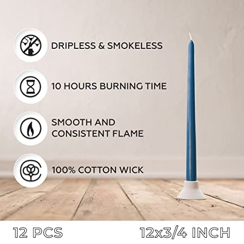 Sonedly 12 inch Taper Wedding Candles 12 Pack - Unscented Tapered Candles Long Burning Perfect for Home Interior - Dripless and Smokeless Wedding Taper Candles for Home - 10-Hour Burning Ivory Candles - Image 2