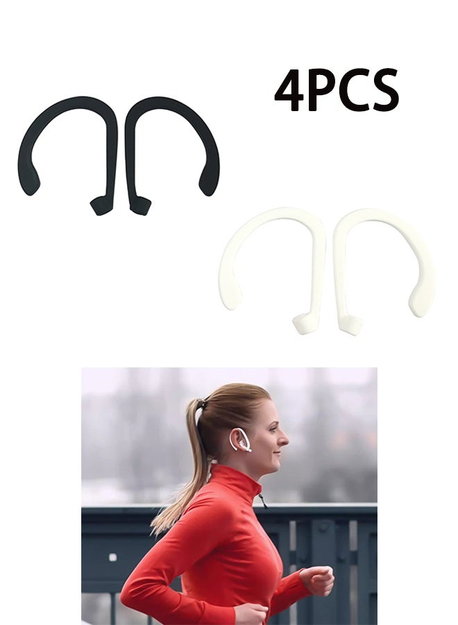 2 Pairs of Ear Hooks Compatible AirPods Pro 360掳 Swivel Adjustable Flexible Non-Slip Anti-Loss Sports Outdoor Replacement Ear Hook Holder for AirPod Pro Multi-Dimensional Adjustable for Running, Jogging, Cycling, Gym - (White & Black) - Image 1