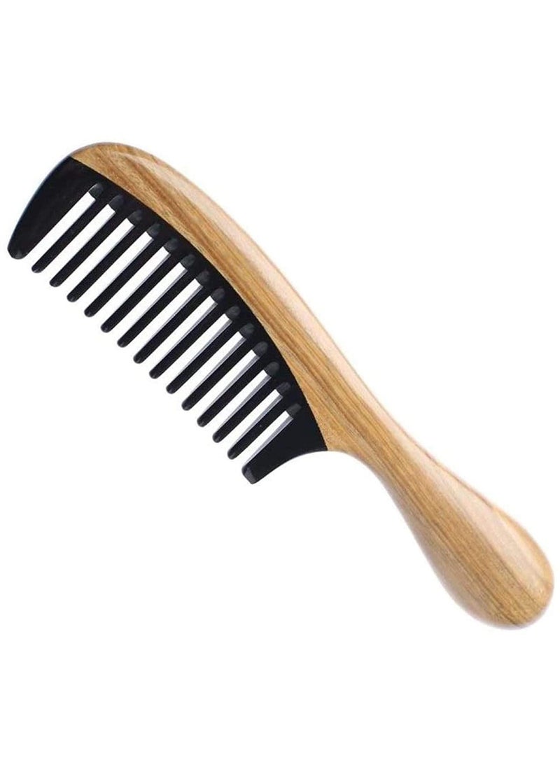 Liasun - Handmade Fine Tooth Hair Comb  Anti Static 100 Natural Green Sandalwood Buffalo Horn Comb Detangling Comb for WomenMenThickFine CurlyStraightWavy HairWide Tooth 2 - Image 1