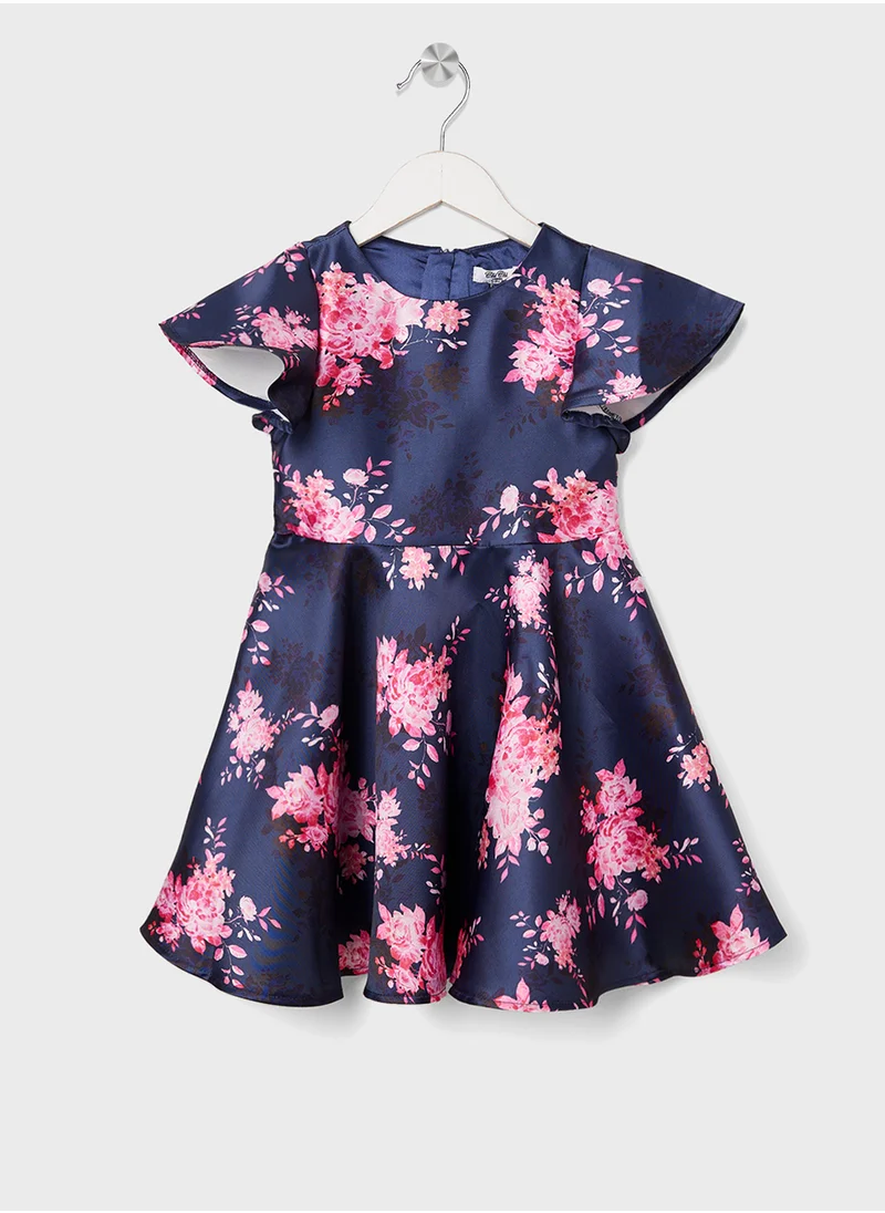 تشي تشي لندن جيرلز Kids Flutter Sleeve Floral Dress