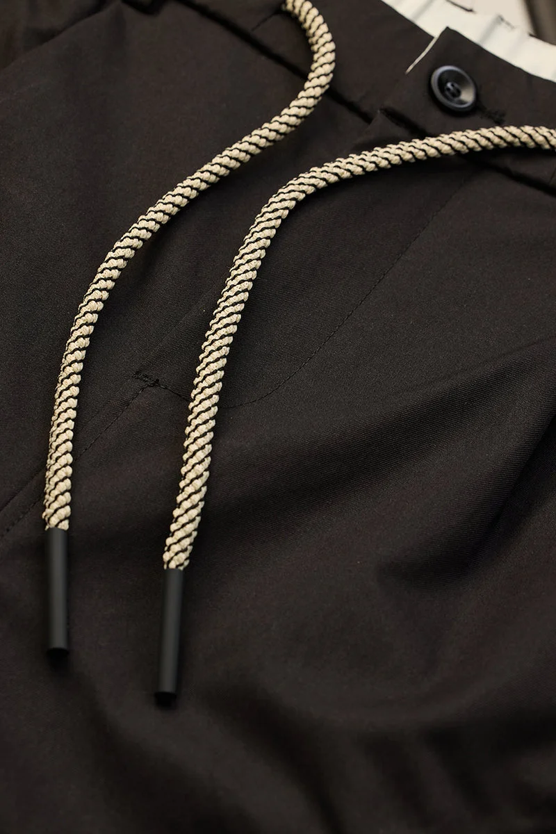 SNITCH Black Mid Rise Relaxed Fit Cargo Pants