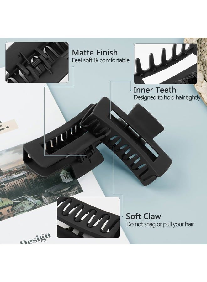TOCESS 8 Pack Black Big Hair Claw Clips for Women Large Claw Clip for Thin Thick Curly Hair 90's Strong Hold 4.33 Inch Nonslip Matte Jumbo Hair Clips - Image 5